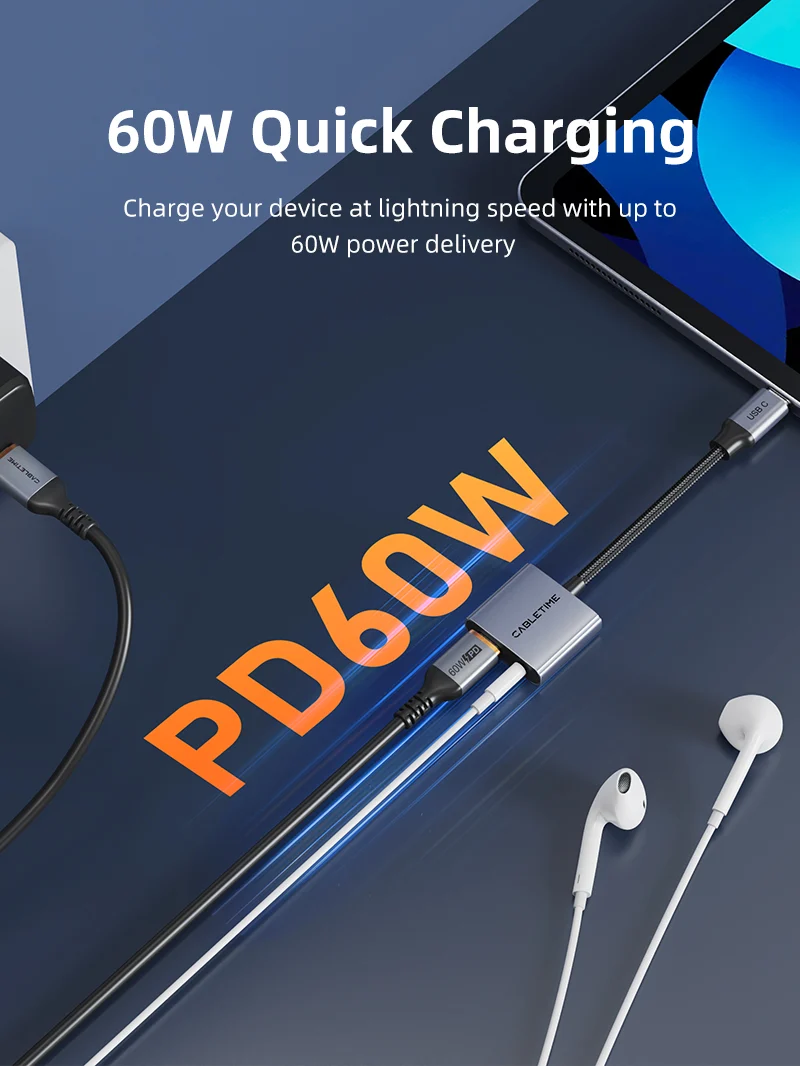 USB C to 3.5mm Headphone and Charger Adapter