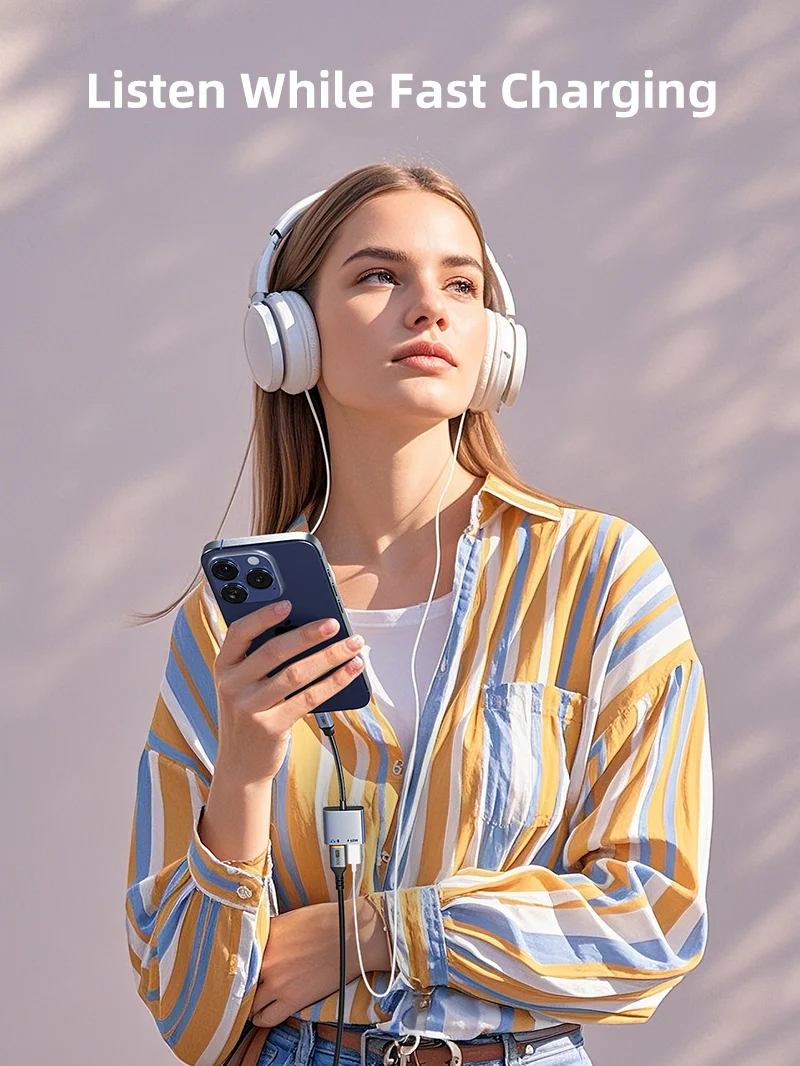 USB C Splitter 2-in-1 USB C to Dual USB C Headphone and Charger Adapter