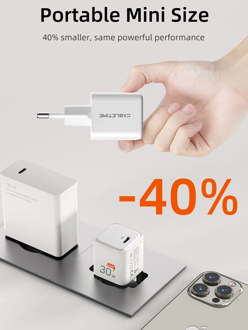 30W USB-C GaN Wall Charger PD 3.0 for iPhone
