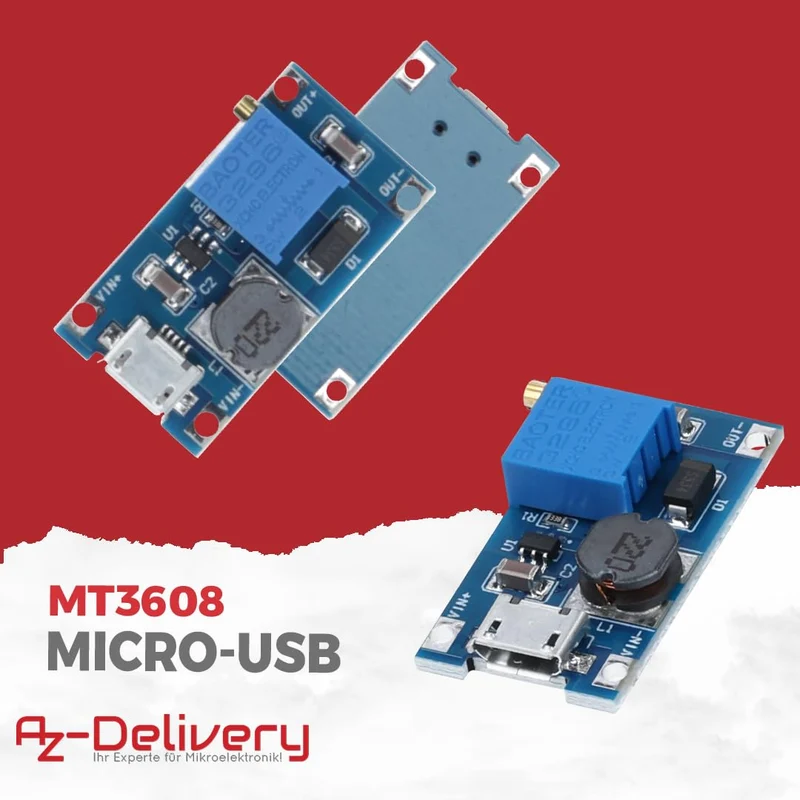2A DC-DC Boost Step-Up Wandler, MicroUSB – Universeller Spannungsregler, 2V-24V zu 5V-28V, für MT3608