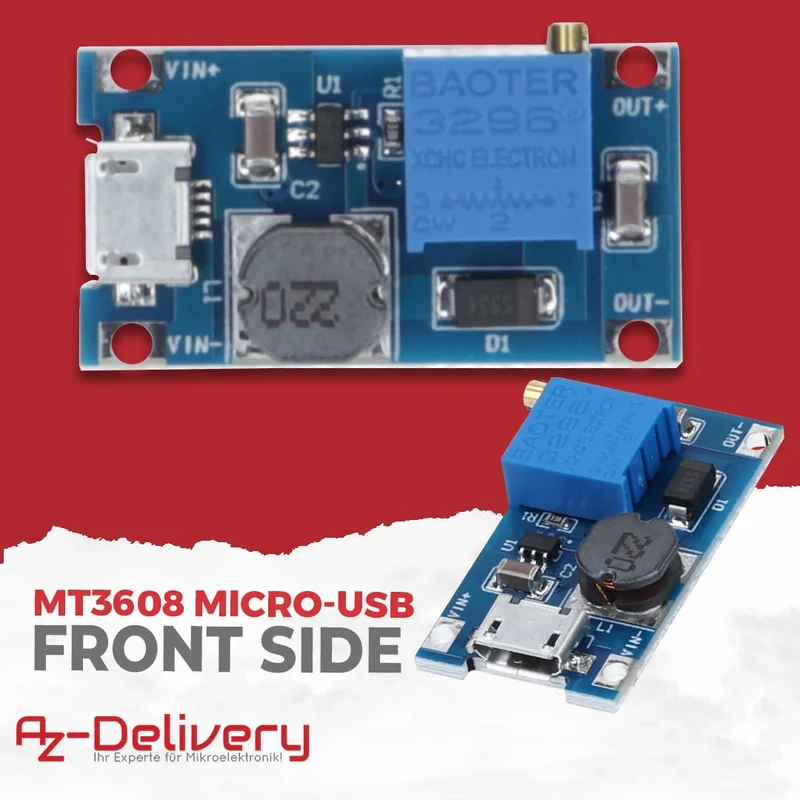 2A DC-DC Boost Step-Up Wandler, MicroUSB – Universeller Spannungsregler, 2V-24V zu 5V-28V, für MT3608