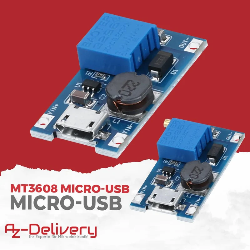 2A DC-DC Boost Step-Up Wandler, MicroUSB – Universeller Spannungsregler, 2V-24V zu 5V-28V, für MT3608