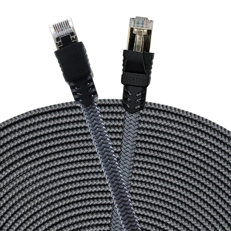 10m CAT7 Netzwerkkabel - Grau/Silber, Gigabit Ethernet LAN Kabel - 10000 Mbit/s - Highspeed Patchkabel Cat.7 Rohkabel S/FTP PIMF Schirmung