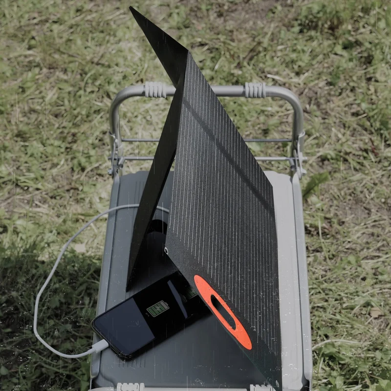 Tragbares Solarpanel mit EFTE-Beschichtung Solarpanel faltbar mit USB/Type-C/DC-Anschluss Solartasche IP67 Wasserdicht Camping Solar Panel