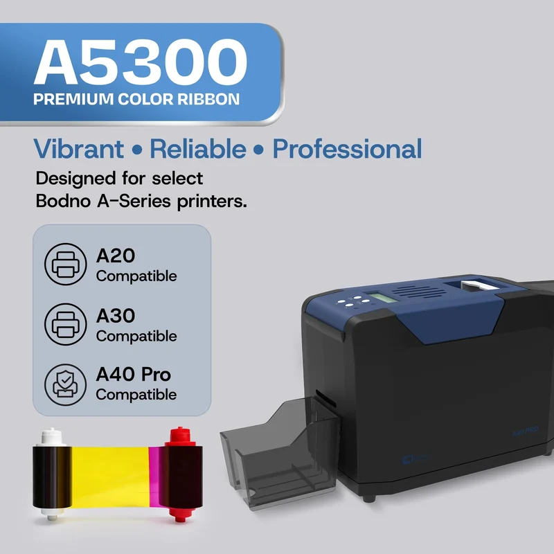 Bodno A5300 Color Ribbon for A20, A30, and A40 Printers - YMCKO - 300 Prints