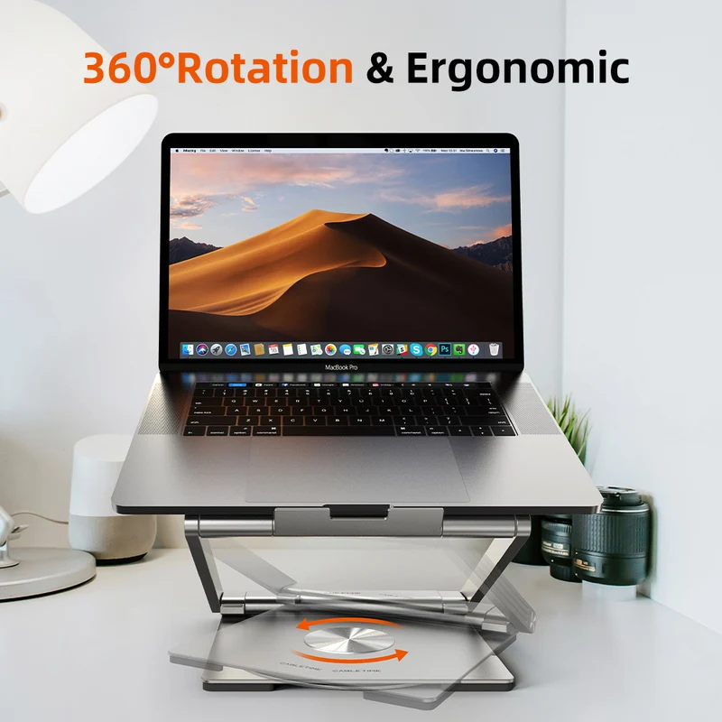 Adjustable USB C Laptop Docking Station Stand 6 IN 1 for MacBook Pro Dell HP Surface Lenovo
