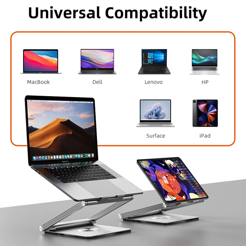 Adjustable USB C Laptop Docking Station Stand 6 IN 1 for MacBook Pro Dell HP Surface Lenovo