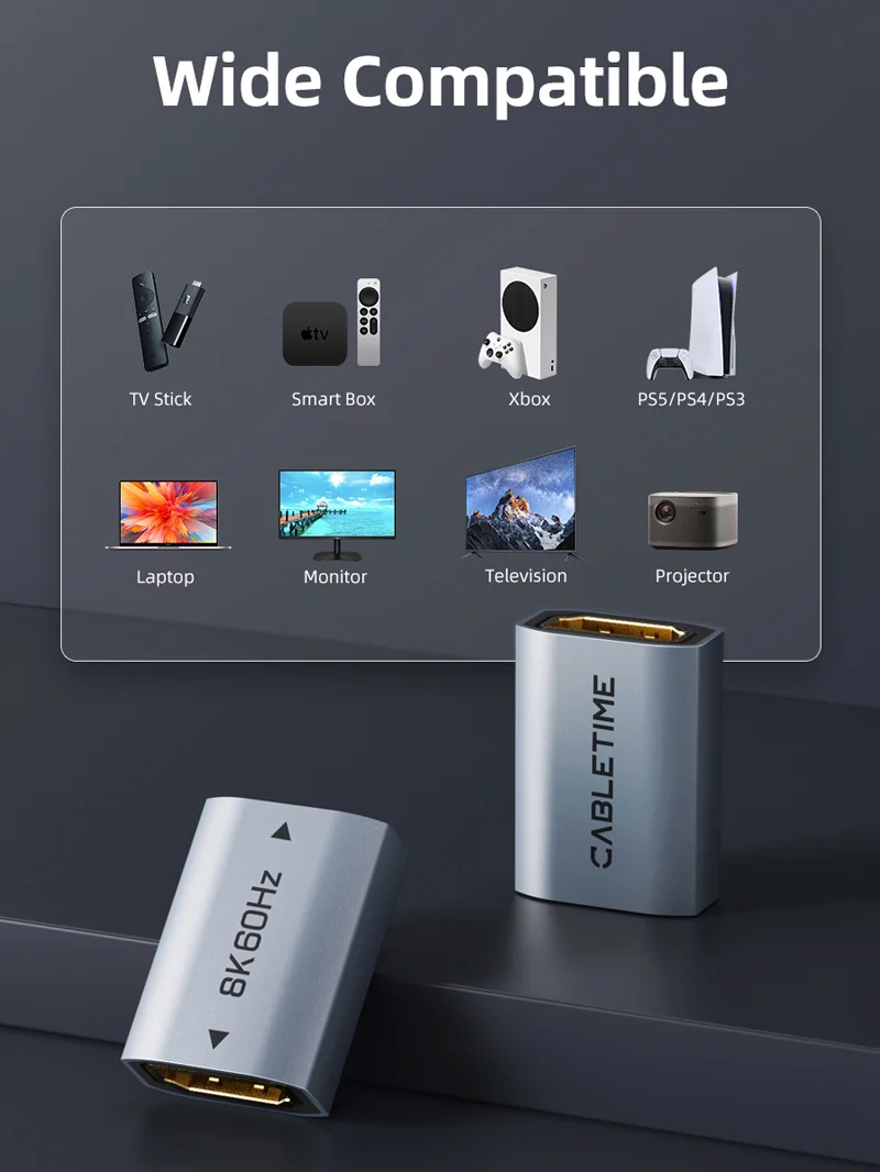 8K HDMI 2.1 Coupler Female To Female Extender Adapter