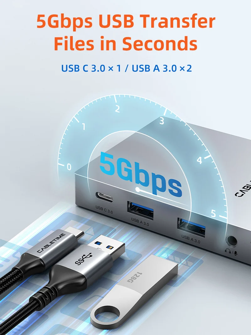 8 IN 1 USB C Hub with Foldable Stand for iPad Pro Android Tablet