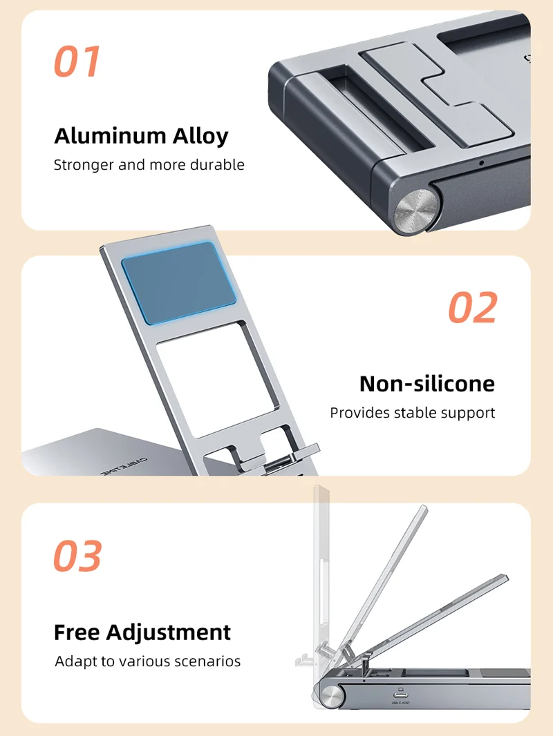 8 IN 1 USB C Hub with Foldable Stand for iPad Pro Android Tablet