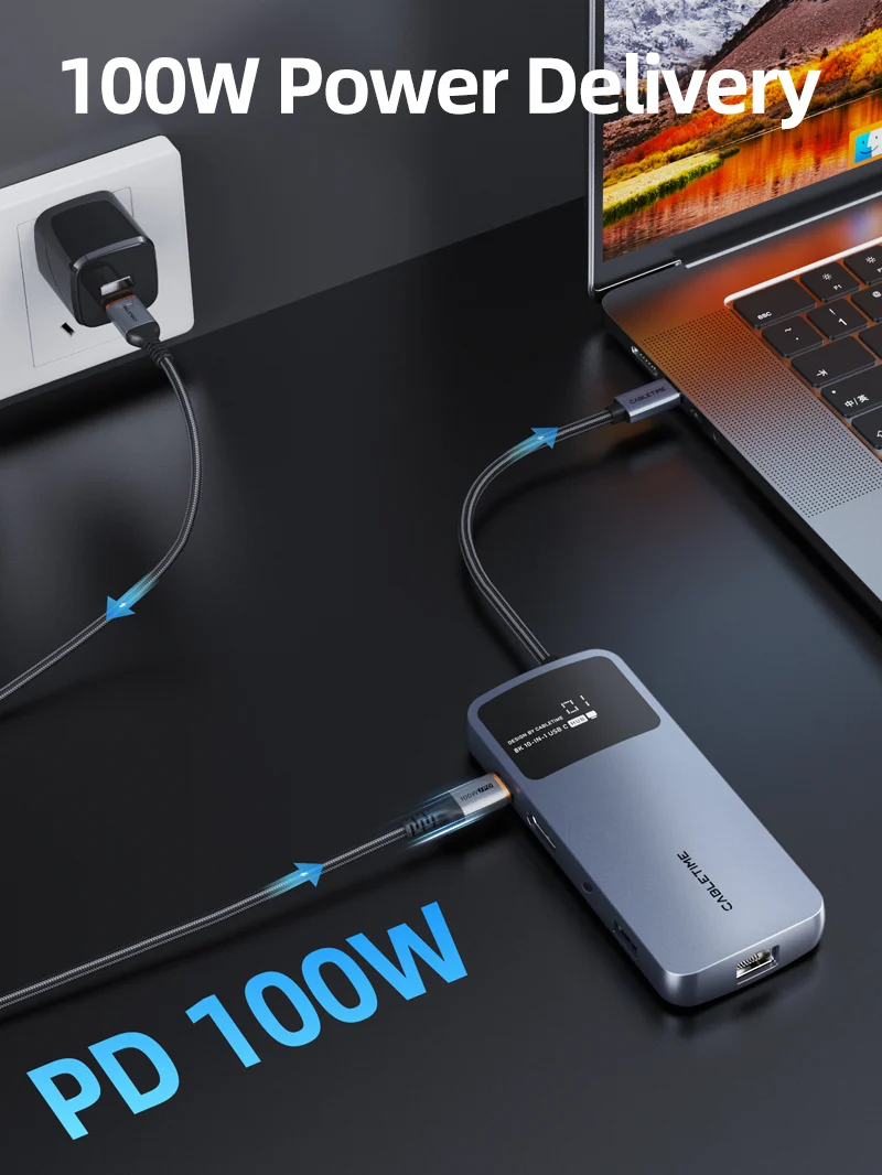 10 IN 1 USB C Hub Multiport Adapter with 4K60Hz HDMI Ethernet