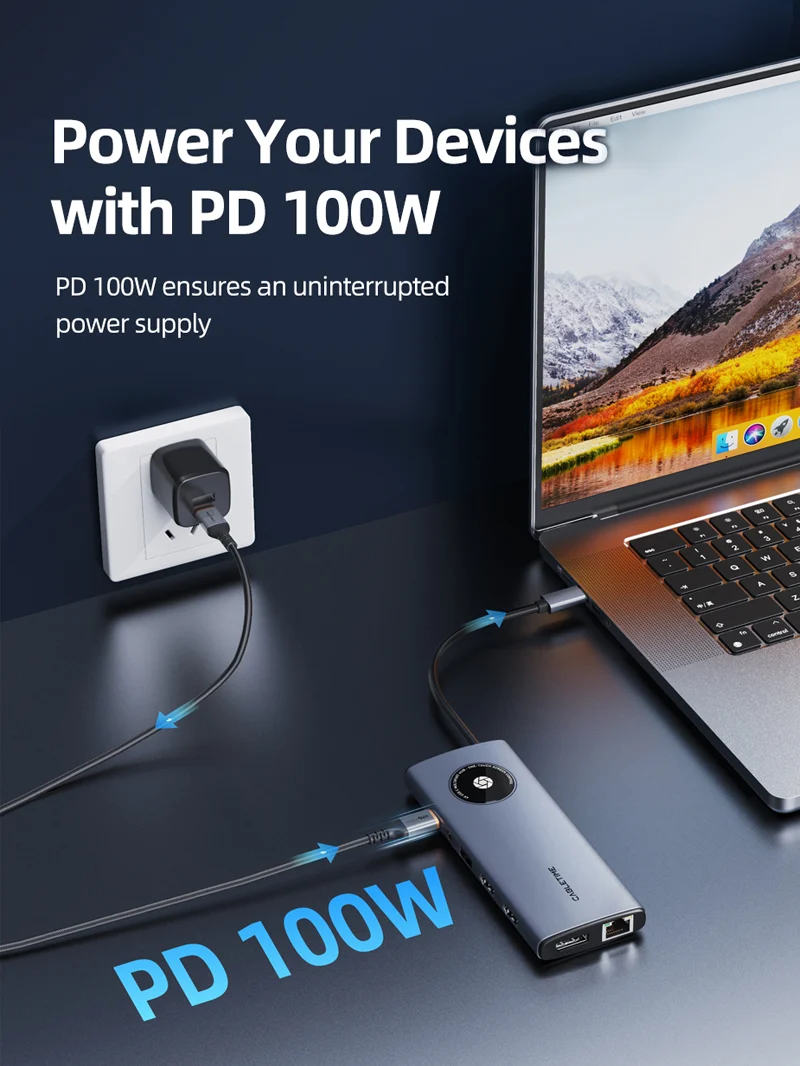 12 IN 1 USB C Hub with 2 HDMI 1 DisplayPort for Laptop