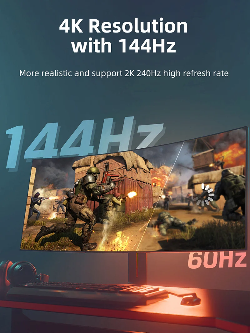 Active DisplayPort 1.4 to HDMI 2.1 Adapter 8K 60Hz 4K 144Hz