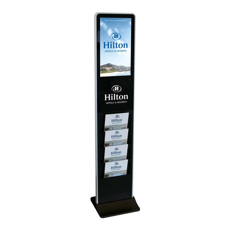 Freestanding Digital Signage with Brochure Holder