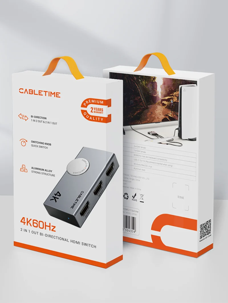 4K 60Hz HDMI 2.0 Switch 2 In 1 Out Bi-direction