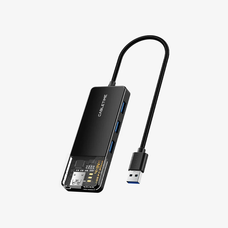 4 Port USB A 3.0 Hub Superspeed 5Gbps with Power Supply for laptop