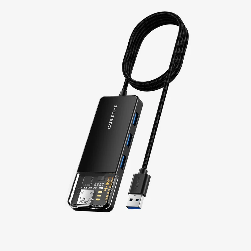 4 Port USB A 3.0 Hub Superspeed 5Gbps with Power Supply for laptop