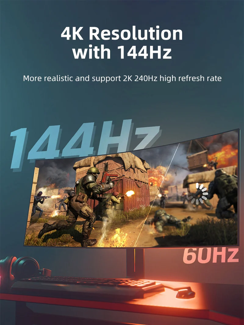 USB-C to HDMI 2.1 Adapter – 8K60Hz, 4K144Hz, HDR10, VMM7100 Chip, Zinc Alloy Design