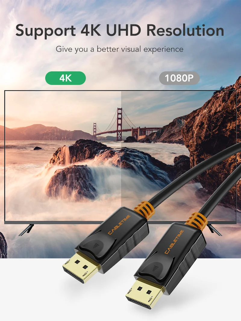 DP to DP 1.2 Cable 4K 60Hz for Gaming Monitor, TV, PC, Laptop