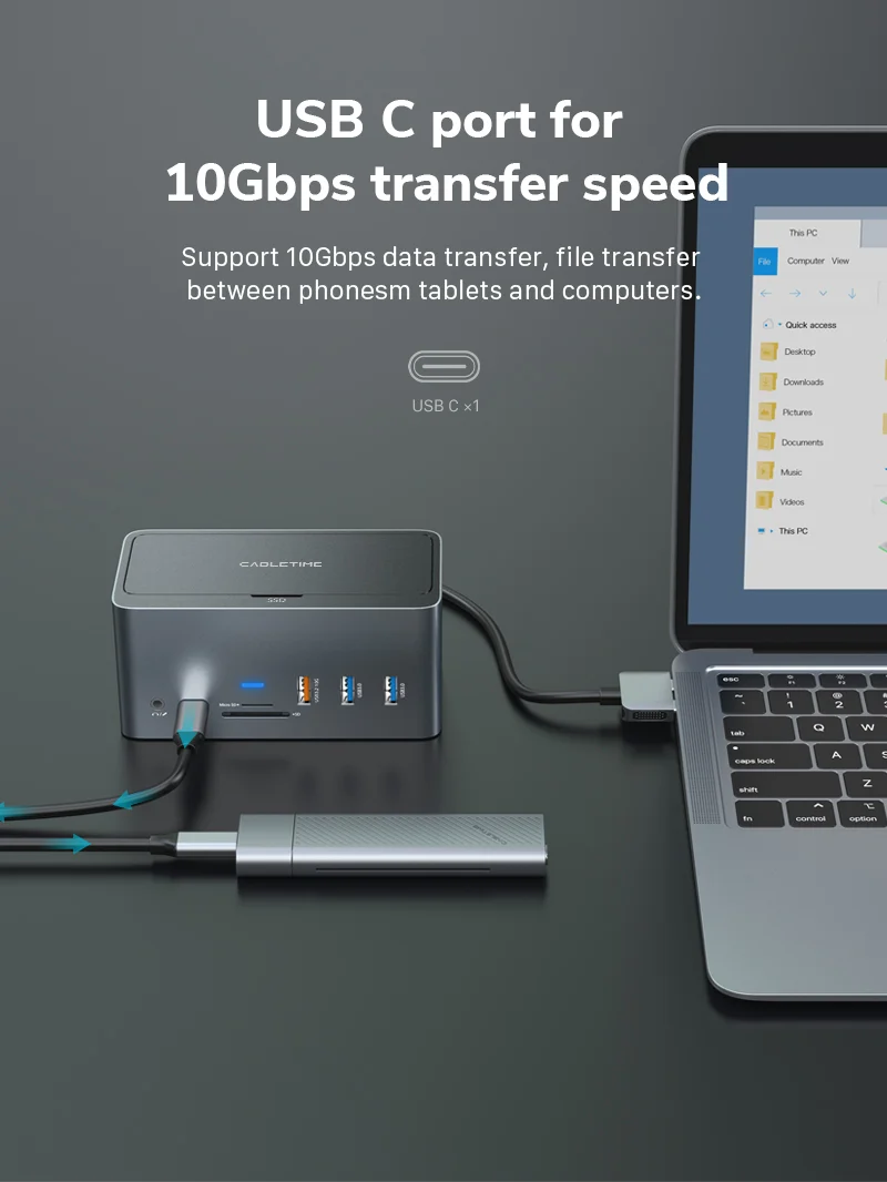 10 Gbps USB 3.1 Gen 1 Type-C Docking Station for MacBook Dell XPS