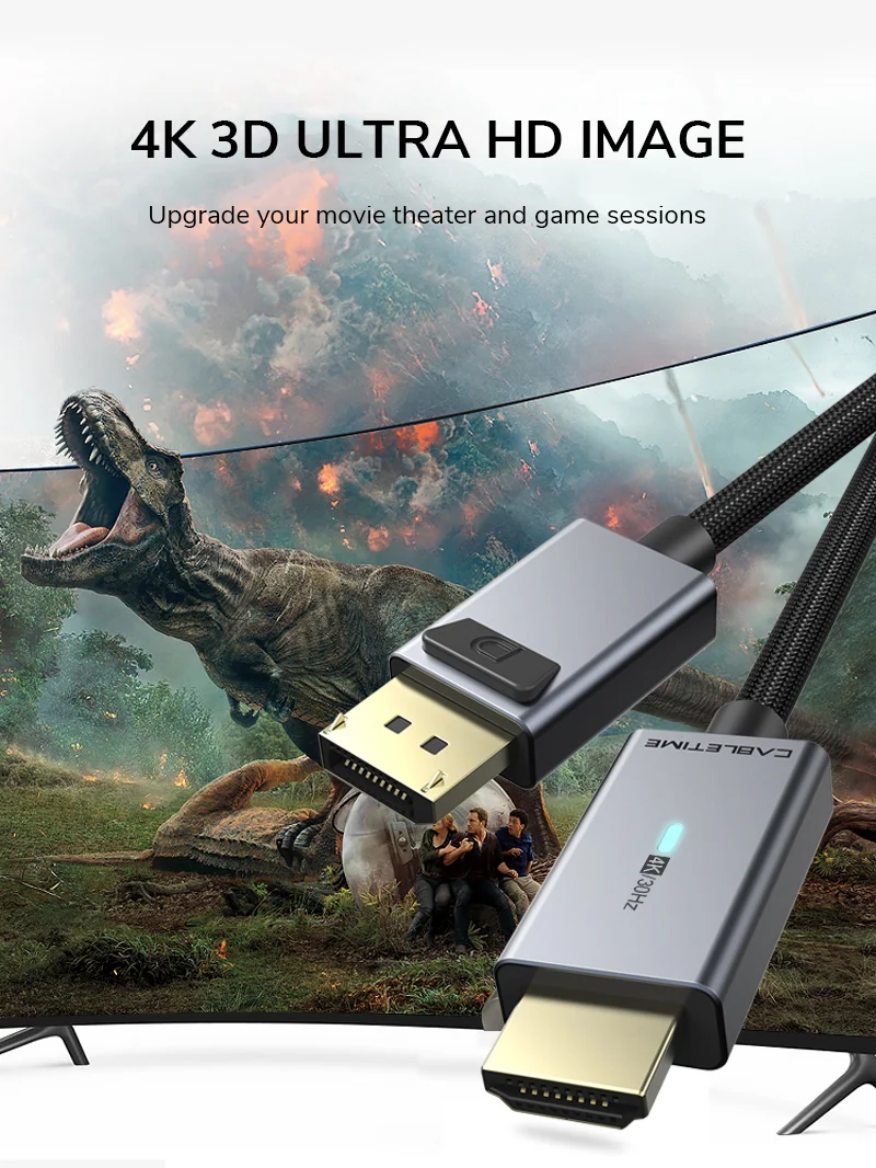 DP to HDMI Converter Cable 4K 30Hz