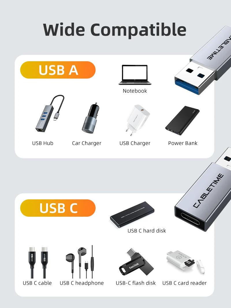 USB 3.0 A Male to USB-C Female OTG Adapter
