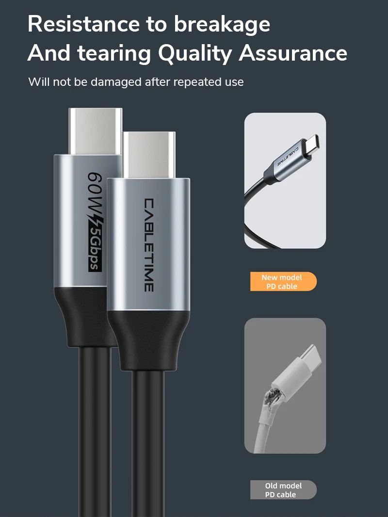 USB C to USB C 60w Cable 3A Fast Charging