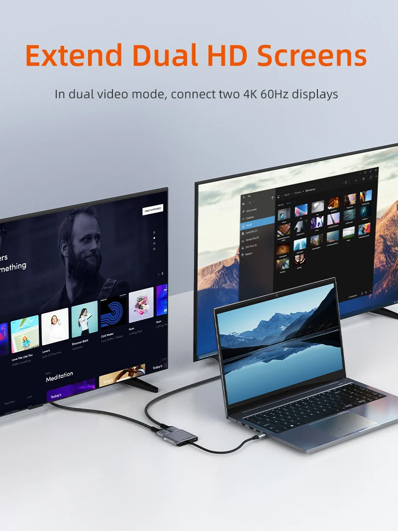 4 IN 1 8K USB C to Dual HDMI Adapter Dual 4K