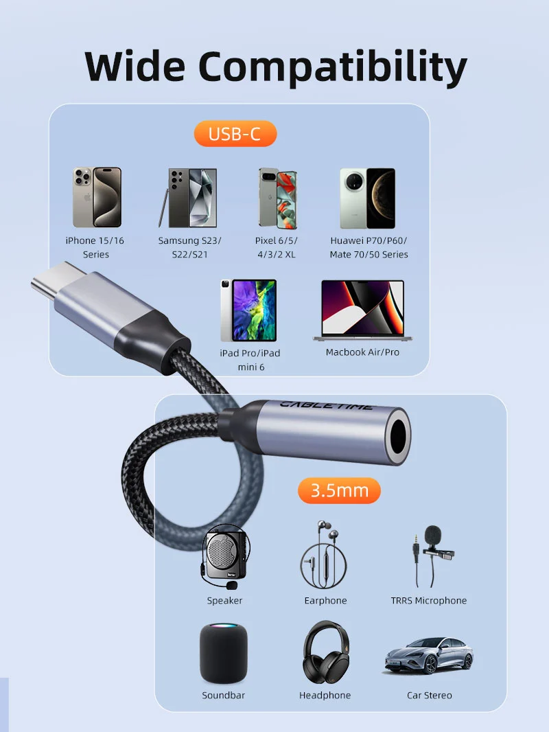 USB Type C To 3.5 MM Audio Aux Jack Adapter