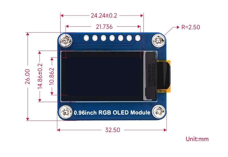 Waveshare - 0,96 " RGB OLED Display Modul kompatibel mit Arduino und Raspberry Pi