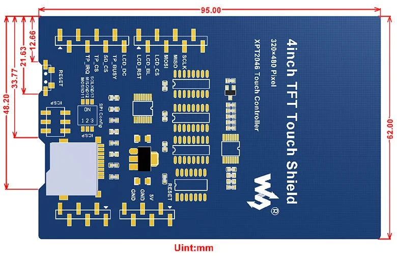 Waveshare - 4 " TFT Touch Shield kompatibel mit Arduino