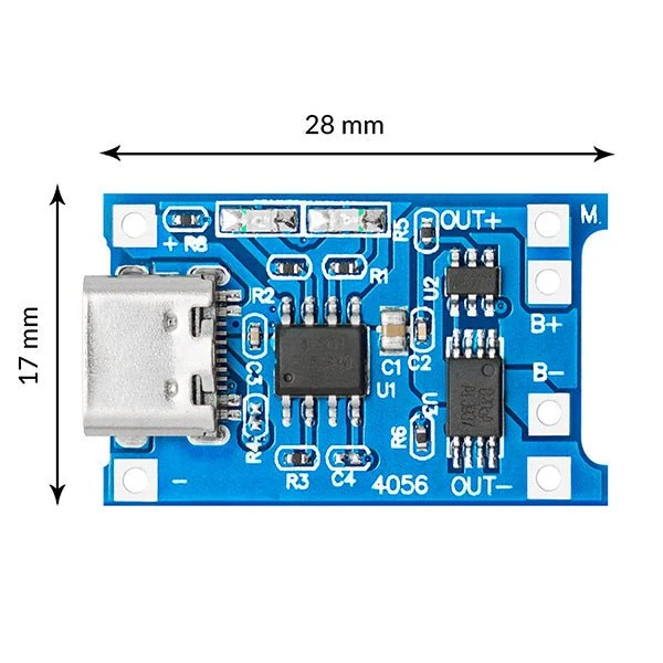 TP4056 Batterieladungsmodul - USB Typ C, Schutzschaltung, LED-Anzeigen - für Ihre Li-Ion oder LiPo Einzelzellenbatterien