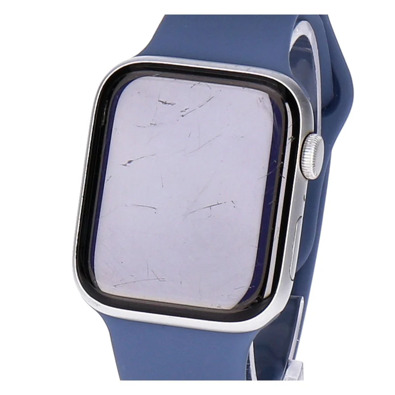Apple Watch SE 2 44mm GPS Silber Aluminiumgehäuse mit Sportarmband Sturmblau M/L