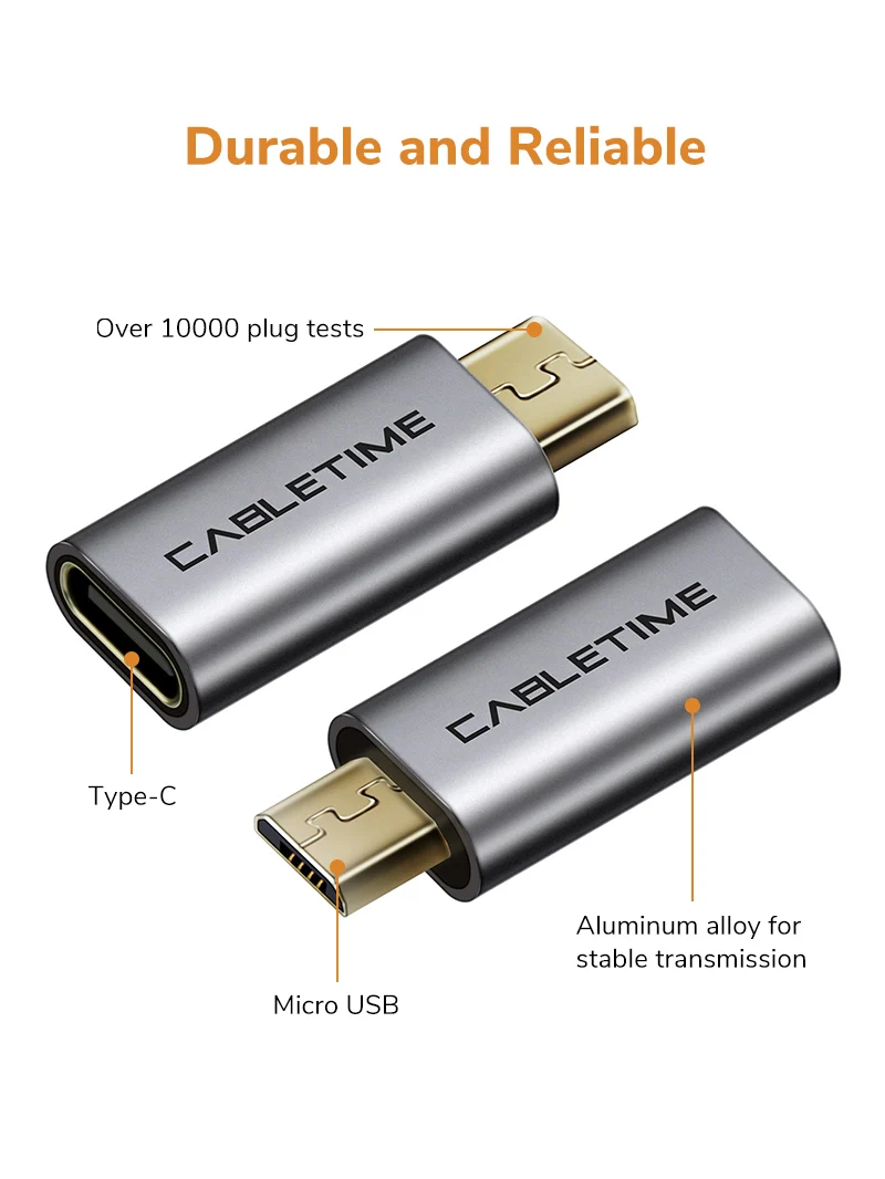 USB 2.0 Micro B to USB Type C Adapter Converter M/F