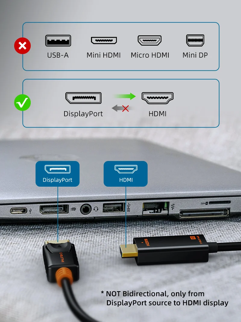 DisplayPort to HDMI Cord Male DP to Male HDMI Cable