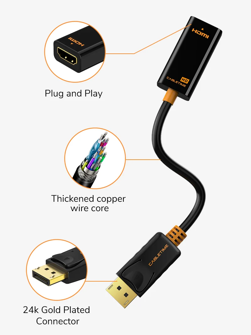 DP Male to HDMI Female Adaptor Converter 1080p 60Hz