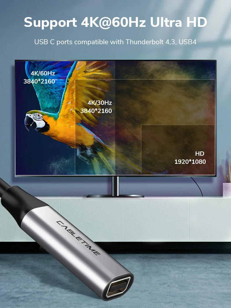 USB Type C to Mini DisplayPort Adapter 4K 60Hz for MacBook