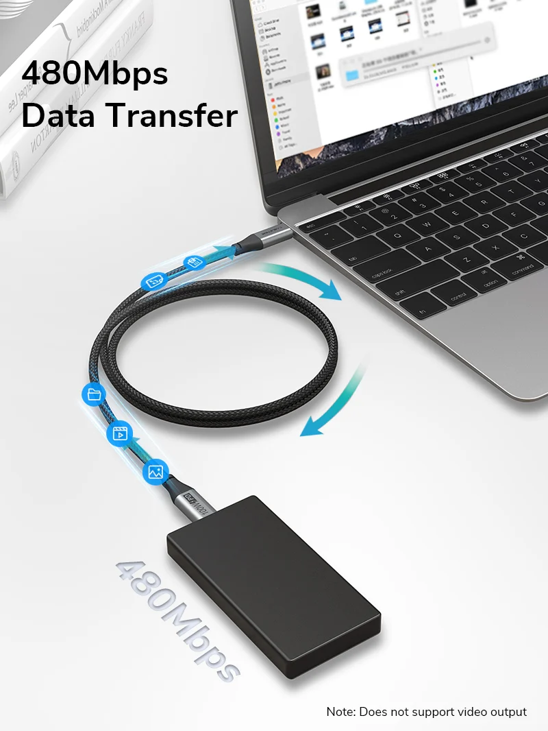 100W USB Type-C to USB Type-C 2.0 Charger Cable