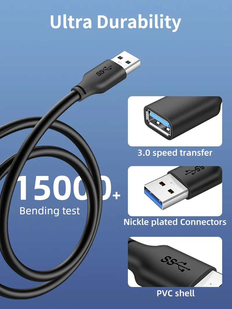 USB 3.0 Male To Female Extension Cable
