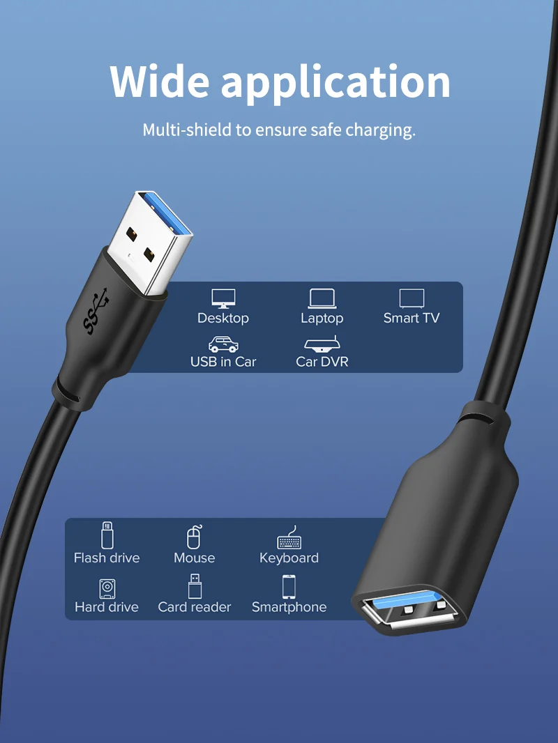 USB 3.0 Male To Female Extension Cable