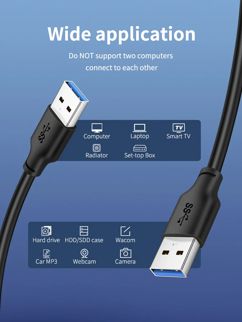USB 3.0 Type A Male to Type A Male Cable