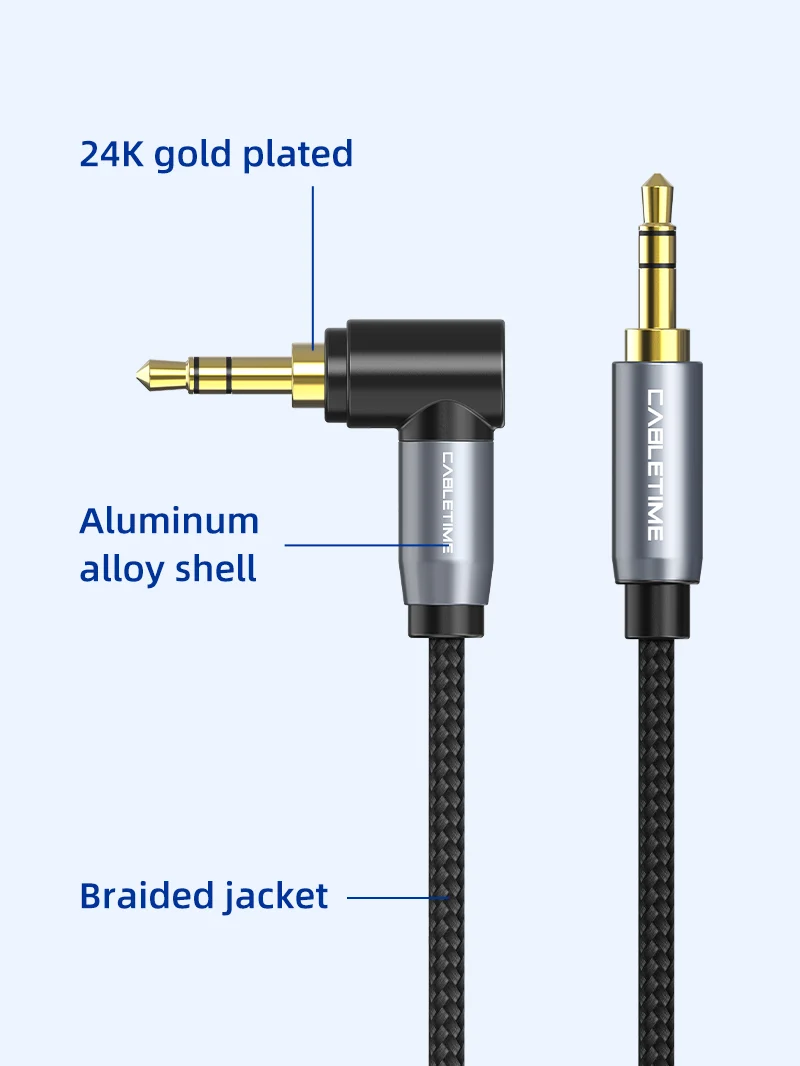 3.5MM 90 Degree Right Angle Audio Aux Cable Cord