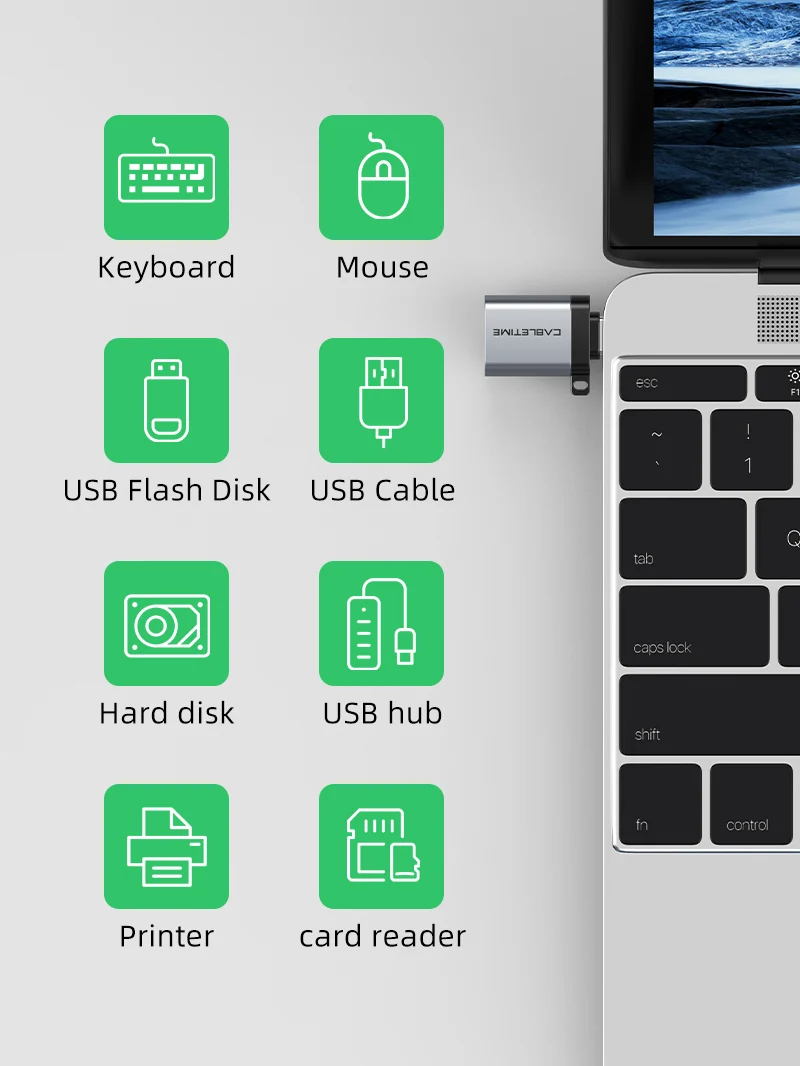 USB Type C Male to USB 3.0 Female OTG Adapter