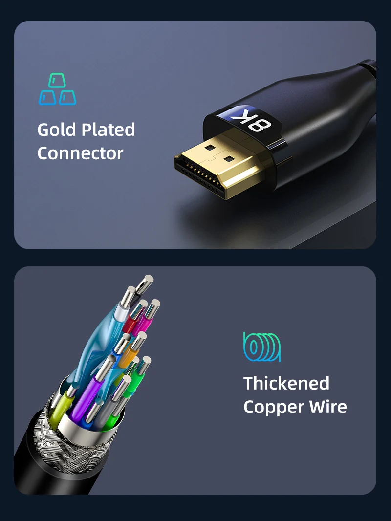 High Speed 8K HDMI Cable 48Gbps for Projector PS3 Xbox