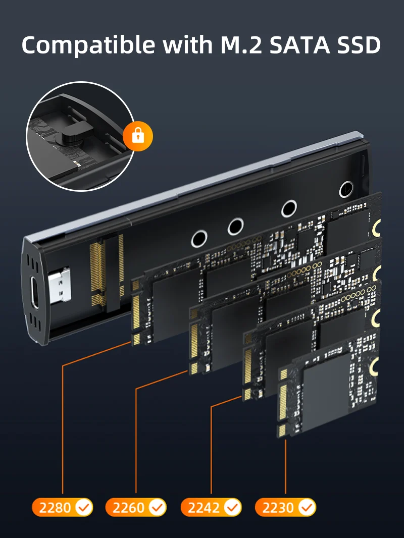 USB 3.0 Gen1 Type-c to M.2 SATA SSD Enclosure