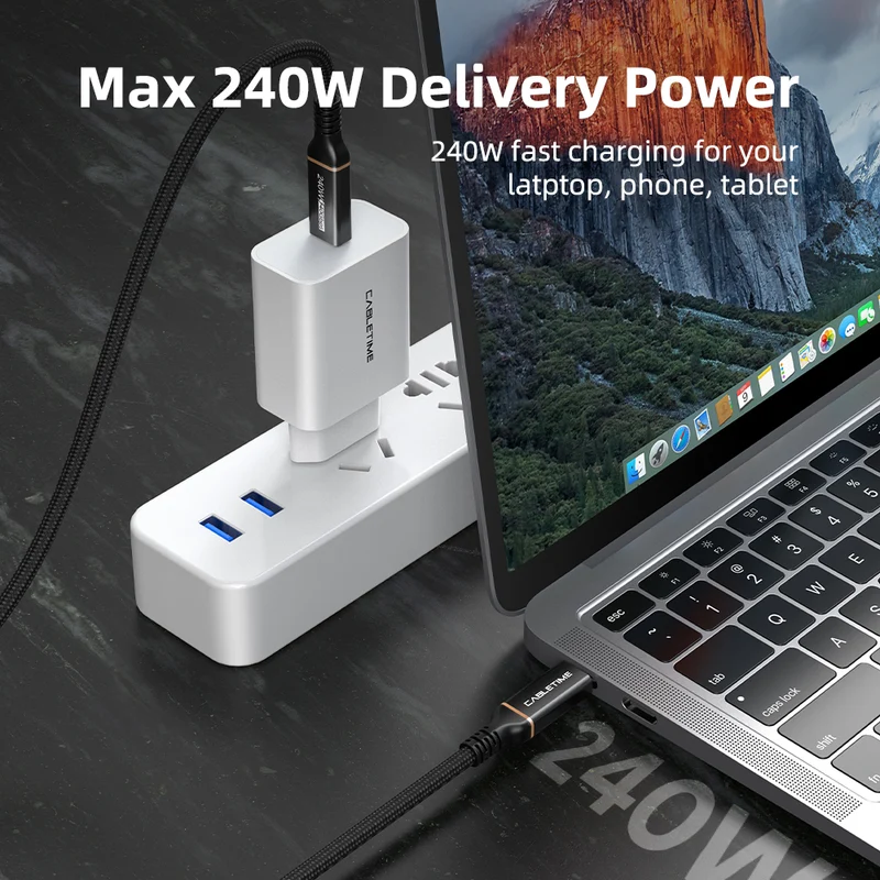 240W USB4 Cable 40Gbp 8K Video Output Braided 2M 1M