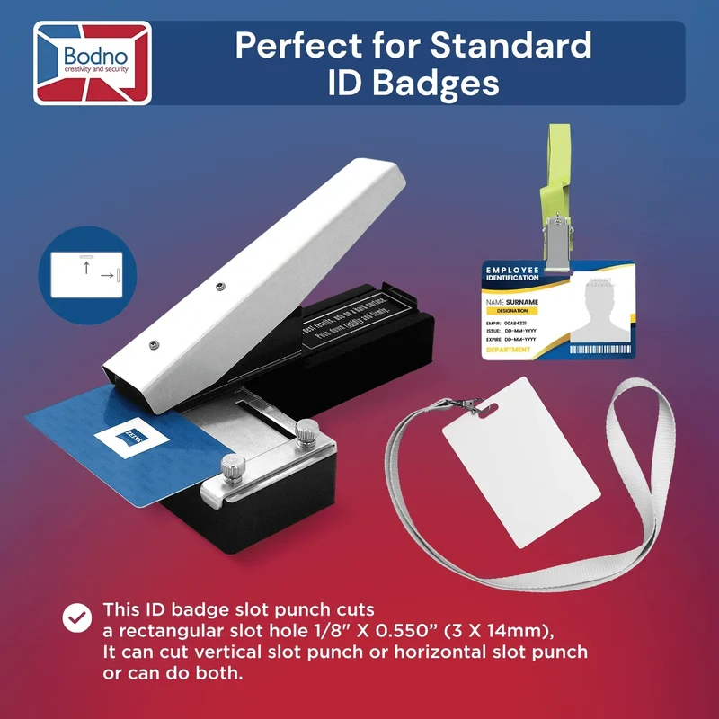 HD Table Top Badge Slot Punch for ID Cards - Works with All PVC Cards and ID Card Printers (Punches one Card at a time)