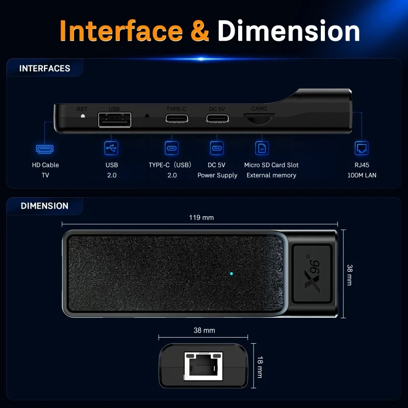 Digital Signage Android TV Stick mit Ethernet-Anschluss