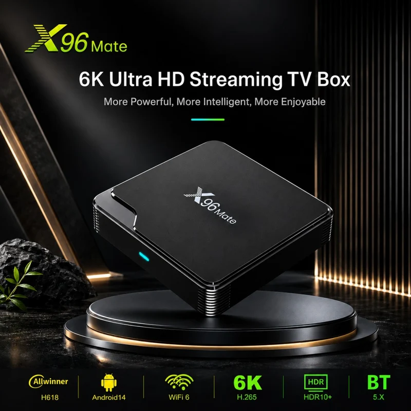 X96 Mate Allwinner H618 Android 14 2GB/16GB EMCP BT Voice RCU mit unterschiedlicher Benutzeroberfläche Wifi 6 TV-Box 4K Digital Signage Player