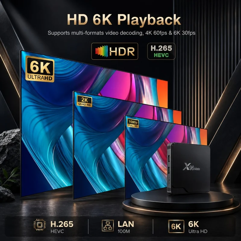 X96 Mate Allwinner H618 Android 14 2GB/16GB EMCP BT Voice RCU mit unterschiedlicher Benutzeroberfläche Wifi 6 TV-Box 4K Digital Signage Player